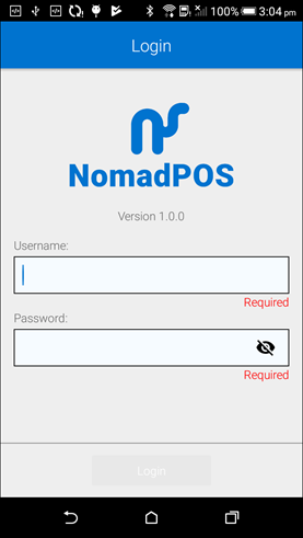 Image of NomadPOS sign in screen