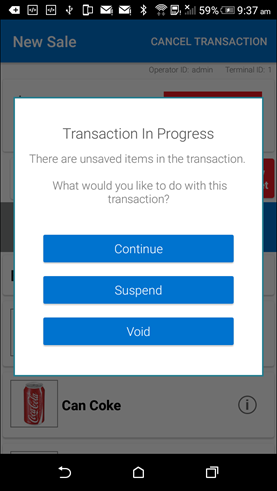 Image of Suspend Void Options prompt