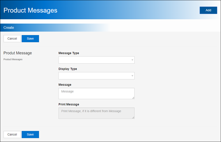 Image of Product Message Screen