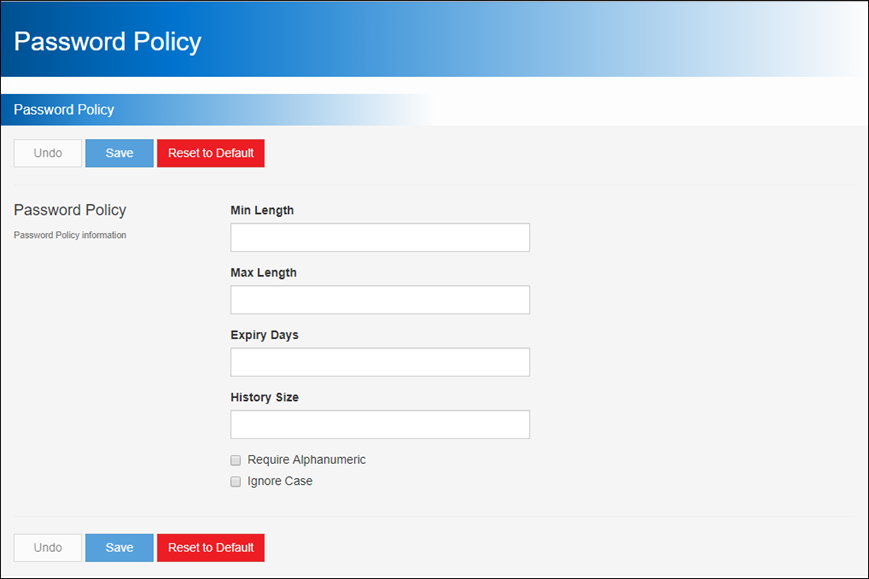 Image of password policy in NMC